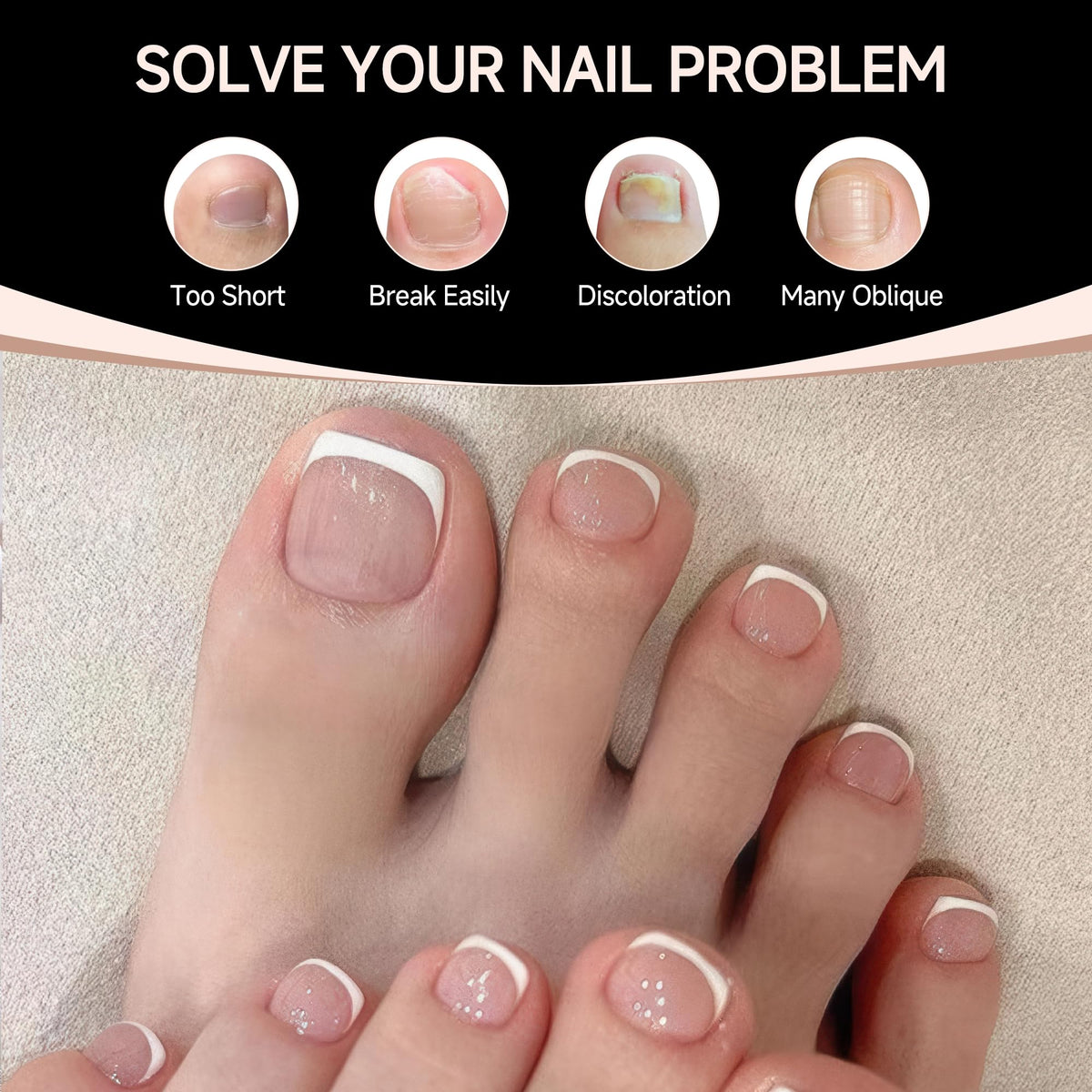 UNA GELLA Toe Nail Tips in packaging display