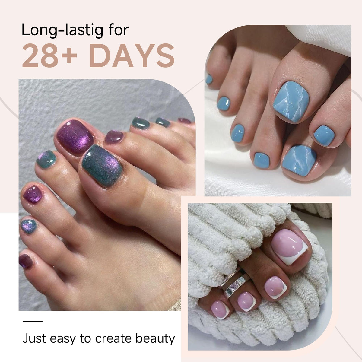 UNA GELLA Toe Nail Tips showing variety of sizes and shapes