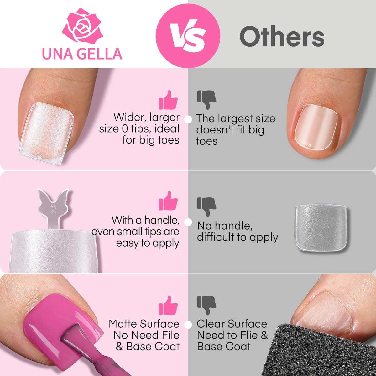UNA GELLA Toe Nail Tips with butterfly-shaped handle