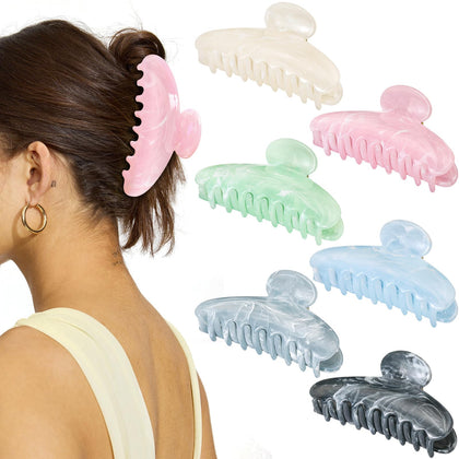 Unbednigt 6 pack hair claw clips assorted colours front view