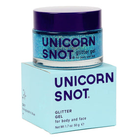 UNICORN SNOT Blue Glitter Gel front view 1.7oz jar