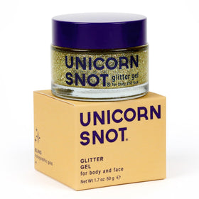 UNICORN SNOT Holographic Body Glitter Gel front view, gold shade