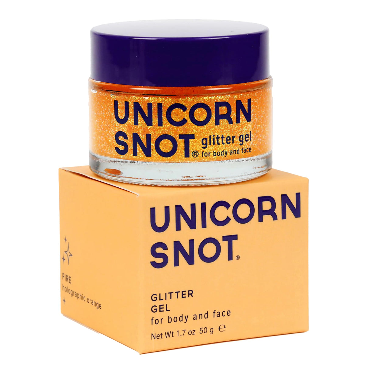 UNICORN SNOT Holographic Body Glitter Gel front view, orange