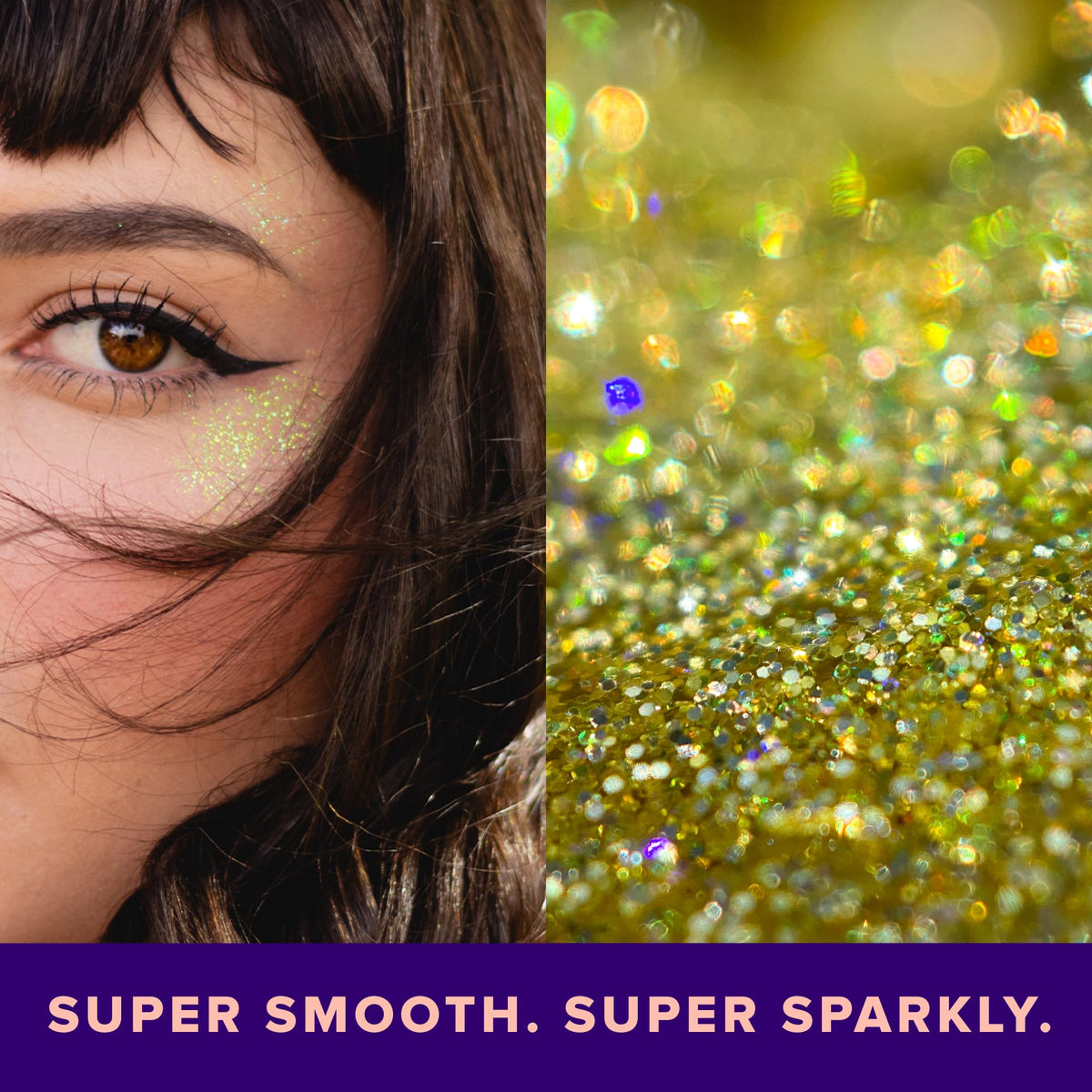 UNICORN SNOT Holographic Body Glitter Gel on hair