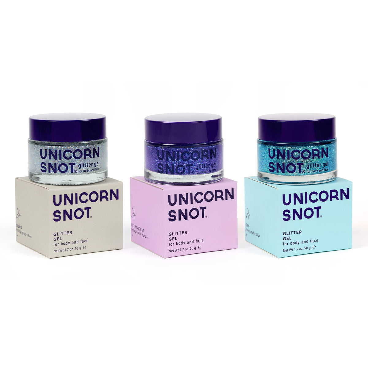 UNICORN SNOT Holographic Glitter Gel 3-Pack front view