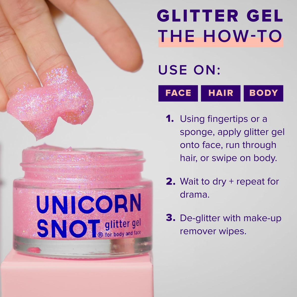 UNICORN SNOT Holographic Glitter Gel packaging