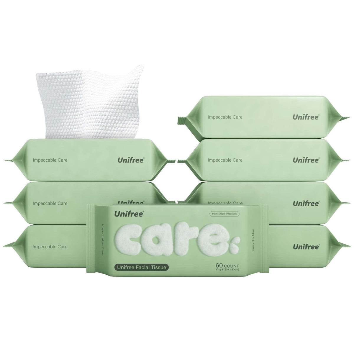 UNIFREE Facial Tissues 8-pack front view