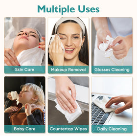 UNIMADE Disposable Face Towels dimensions on packaging