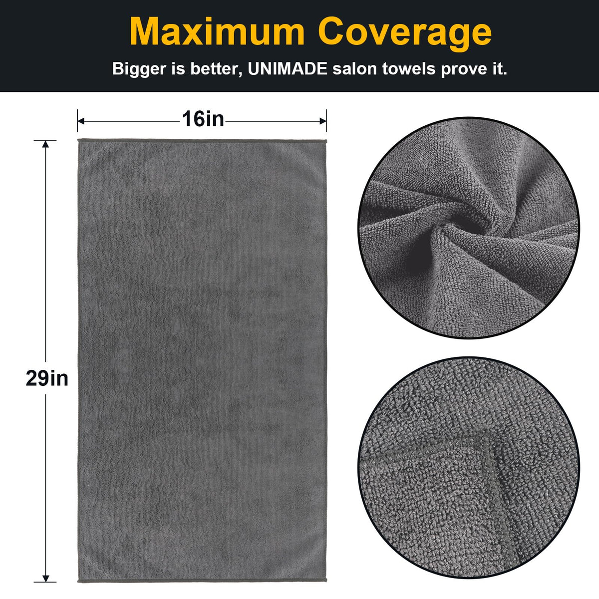UNIMADE microfiber gym towel close-up showing texture