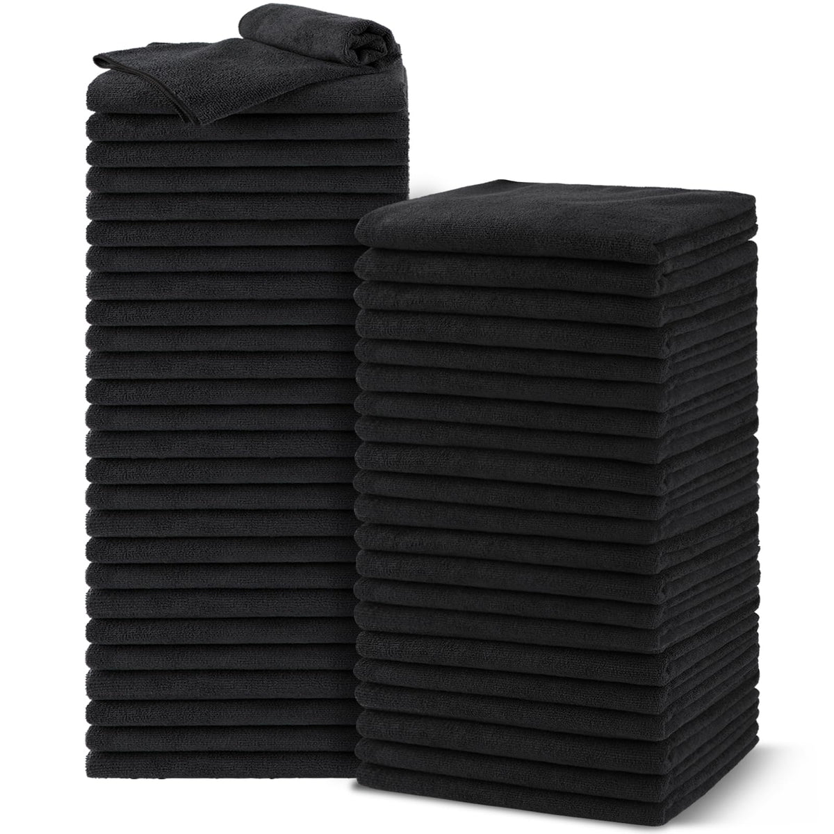 UNIMADE Salon Towels 48 Pack black microfiber front view