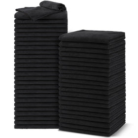 UNIMADE Salon Towels 48 Pack black microfiber front view