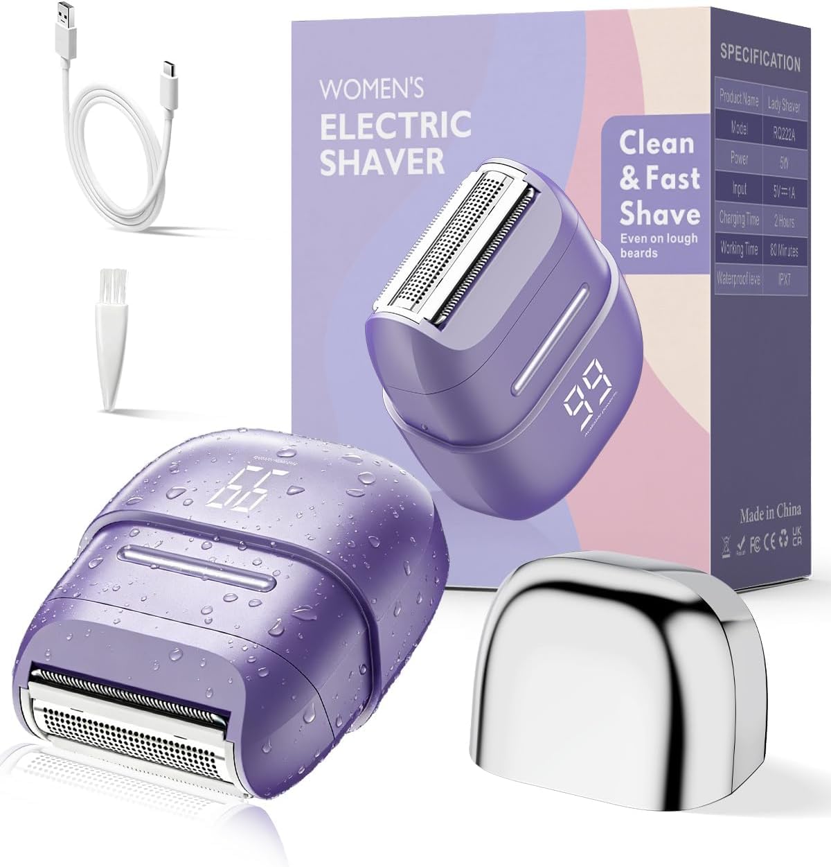 unimiko Electric Shaver for Women, purple front view