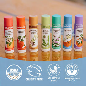 Unscented lip balm tube from Badger with simple design