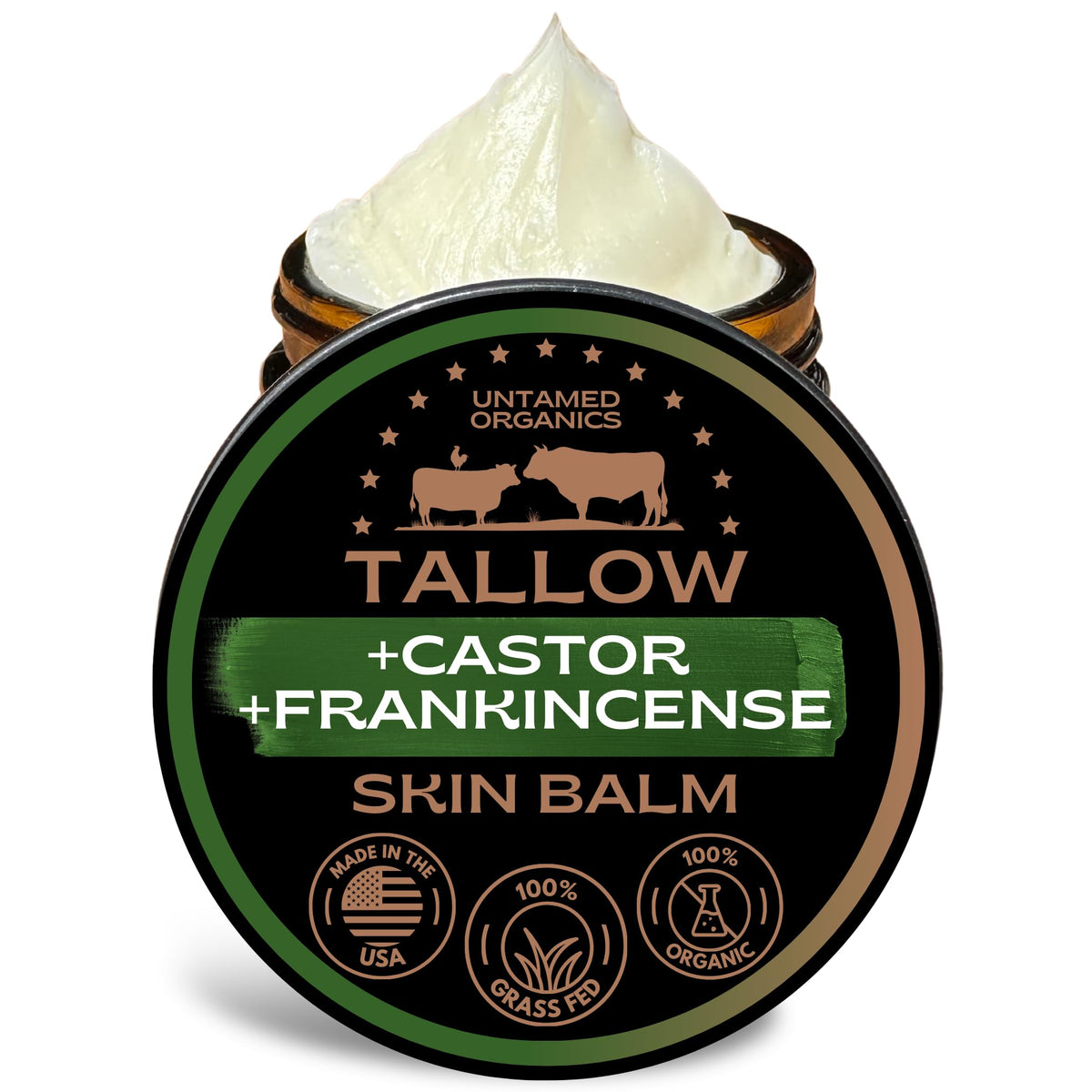 Untamed Organics Beef Tallow Balm 2 oz front view