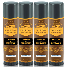 Untamed Organics Pure Tallow Lip Balm 4-Pack, Peppermint front view