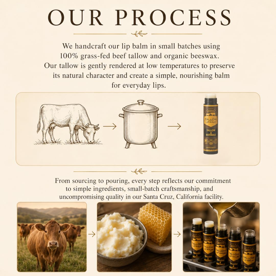 Untamed Organics Pure Tallow Lip Balm in a bathroom setting