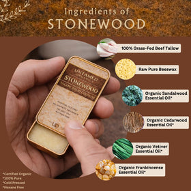 Untamed Organics Stonewood Tallow Solid Cologne close-up of texture