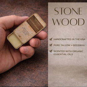 Untamed Organics Stonewood Tallow Solid Cologne with natural ingredients