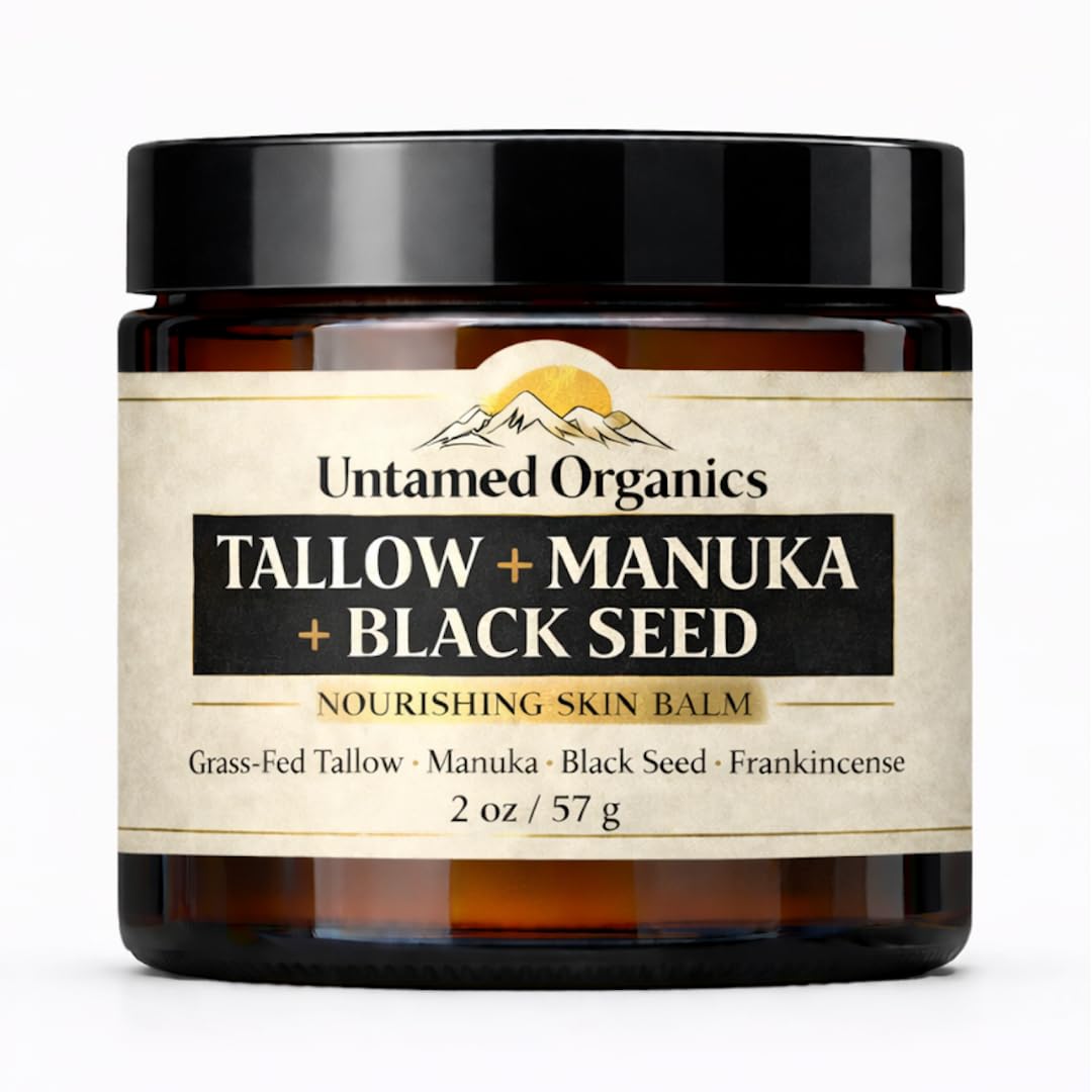Untamed Organics Tallow Balm front view with label
