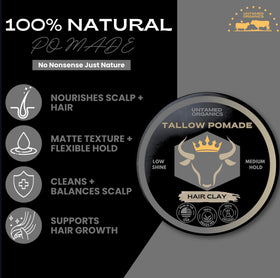 Untamed Organics Tallow Hair Clay packaging side view