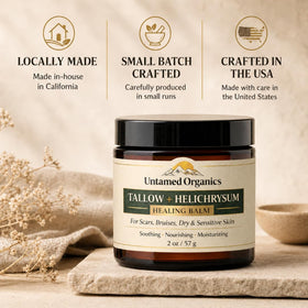 Untamed Organics Tallow + Helichrysum Healing Balm packaging