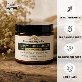 Untamed Organics Tallow + Helichrysum Healing Balm with natural elements