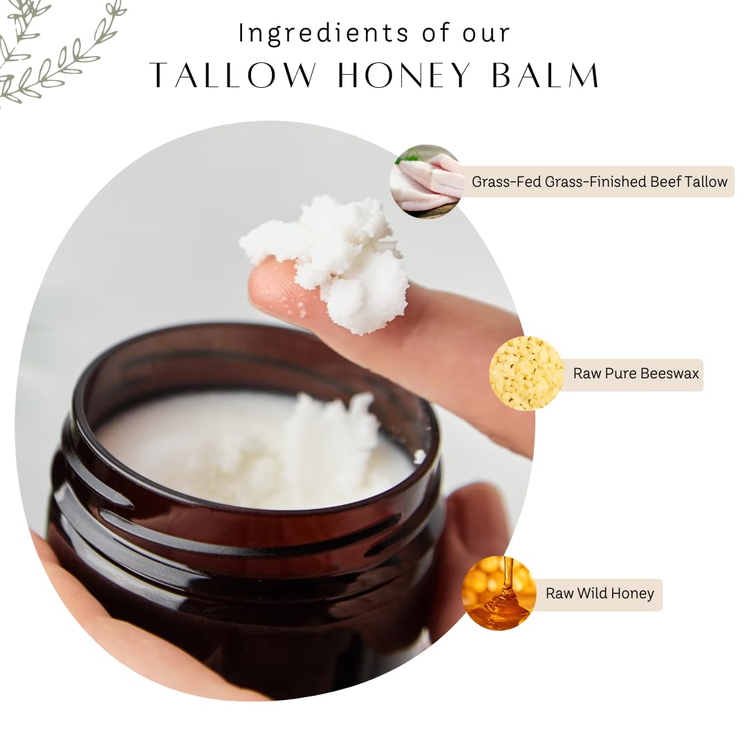 Untamed Organics Tallow & Honey Skin Balm being applied to skin
