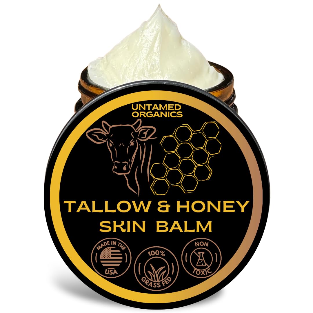 Untamed Organics Tallow & Honey Skin Balm front view in jar