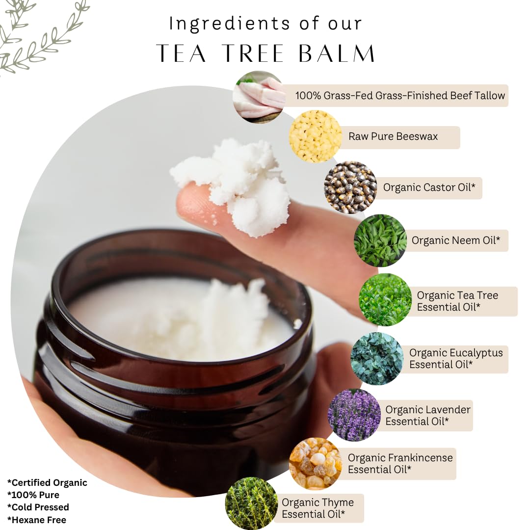 Untamed Organics Tea Tree Tallow Balm application on skin
