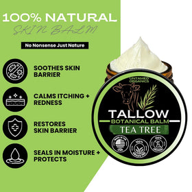 Untamed Organics Tea Tree Tallow Balm jar with beeswax and tallow