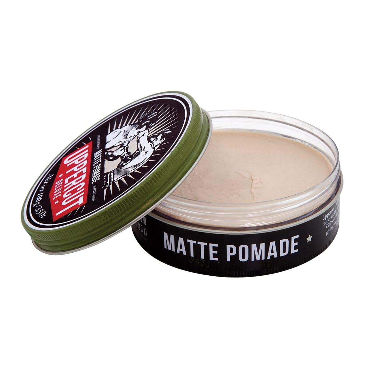 UPPERCUT DELUXE Matte Pomade opened showing cream texture