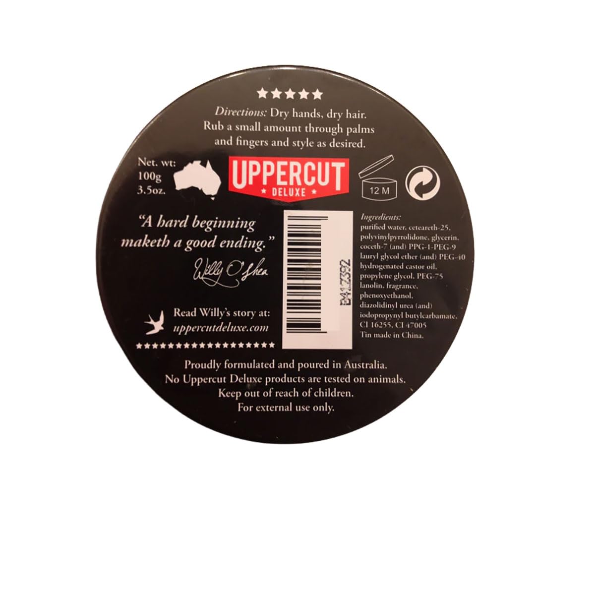 UPPERCUT DELUXE Pomade 10.5 oz tin on grooming table