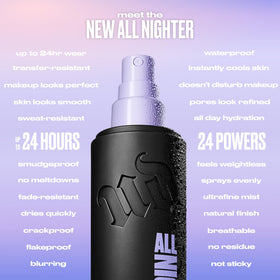 URBAN DECAY All Nighter setting spray on makeup table