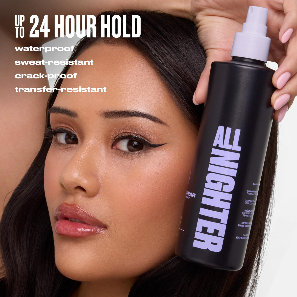 URBAN DECAY All Nighter spray in use during makeup application