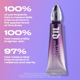 URBAN DECAY Anti-Aging Eyeshadow Primer Potion on a makeup vanity