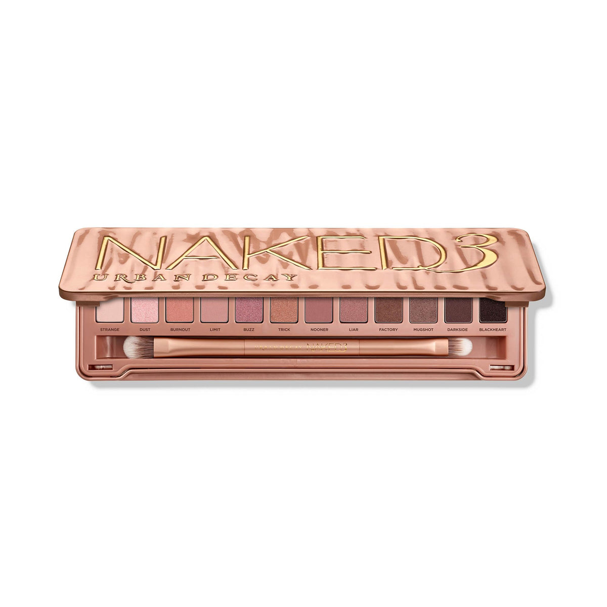 URBAN DECAY Naked3 Eyeshadow Palette front view with 12 shades