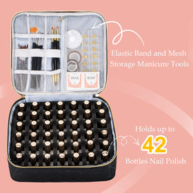 Uross Nail Polish Organizer Bag side view showing double handles