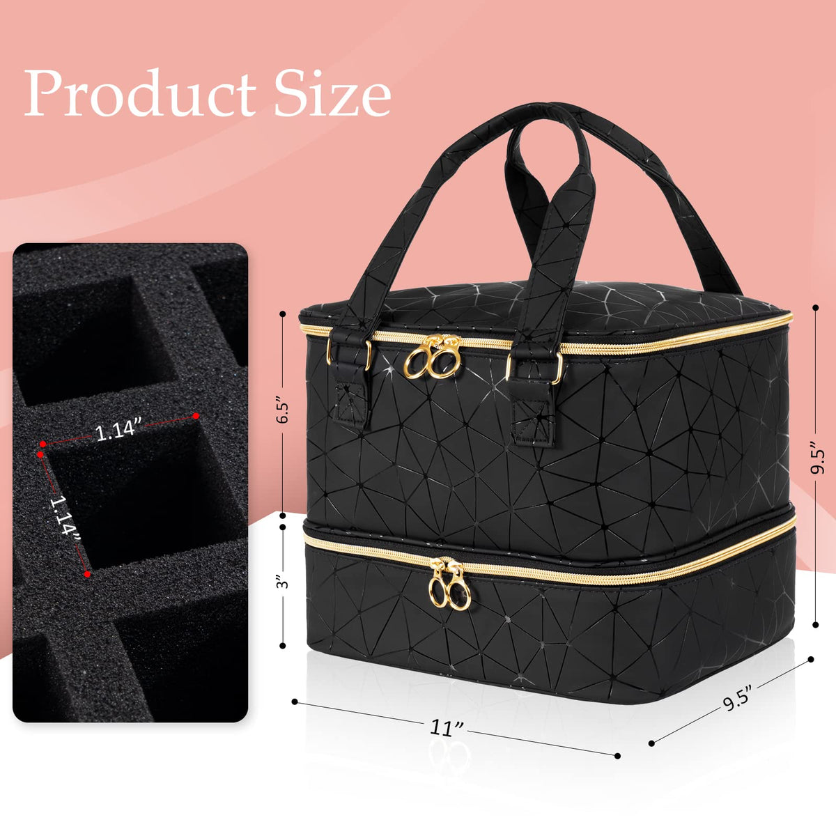 Uross Nail Polish Organizer Bag with various nail tools inside