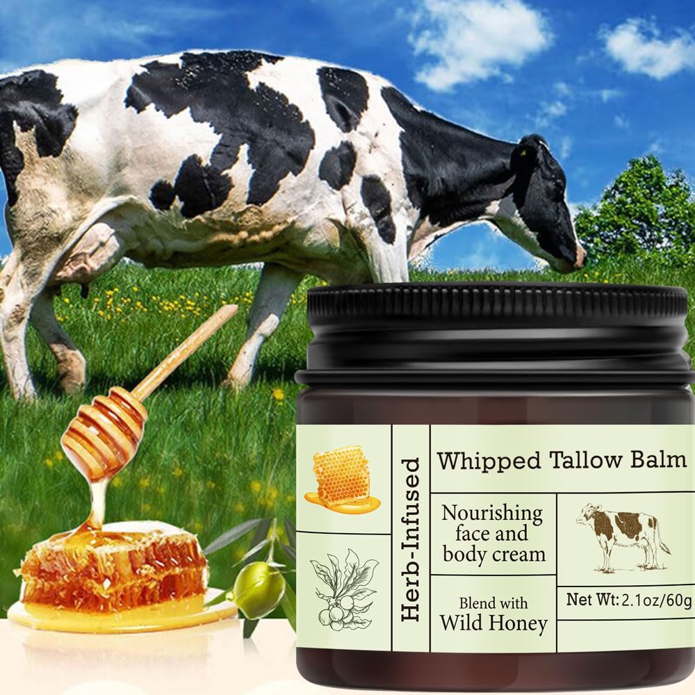 URQT Beef Tallow Balm natural ingredients display