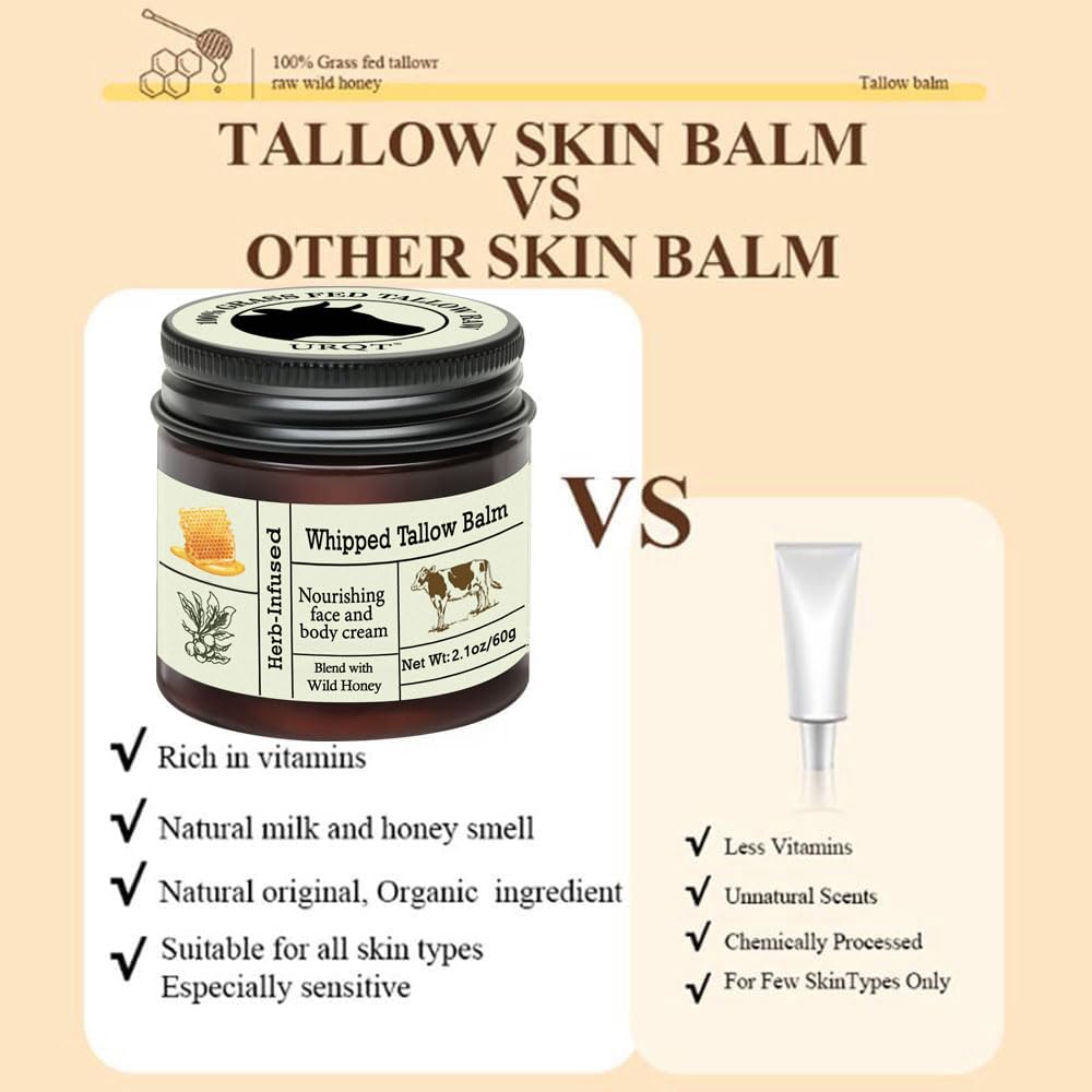 URQT Beef Tallow Balm opened with balm visible