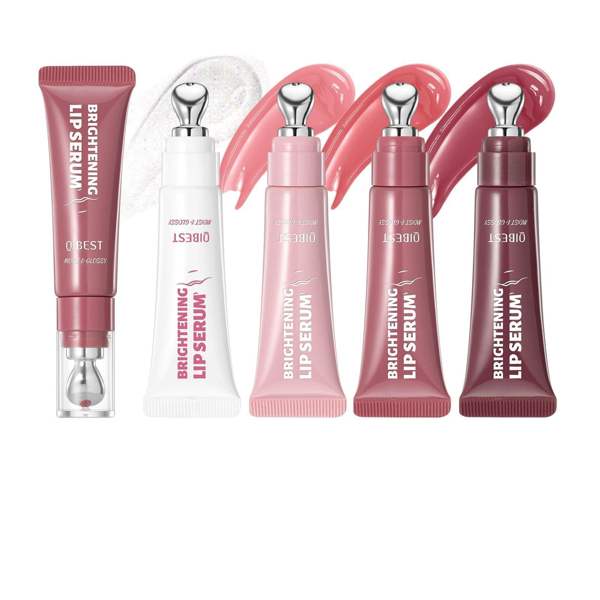 URQT Brightening Lip Serum Set with four shades and metal applicator
