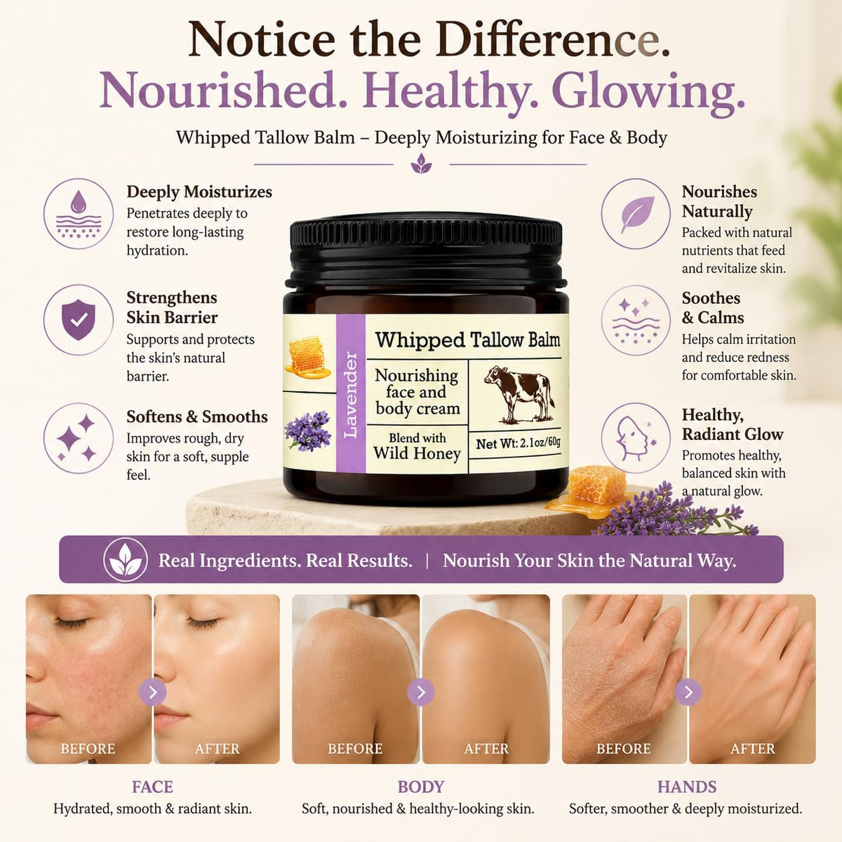 URQT Whipped Tallow Balm in lifestyle setting