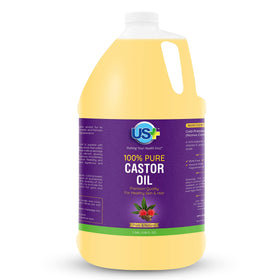 US+ Castor Oil Cold Pressed 1 Gallon front view
