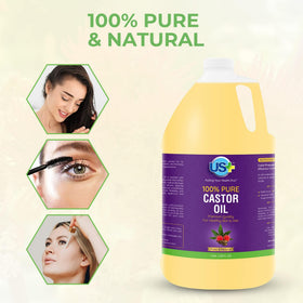 US+ Castor Oil Cold Pressed 1 Gallon pouring into a container