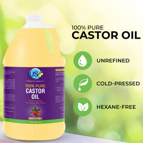 US+ Castor Oil Cold Pressed 1 Gallon side view