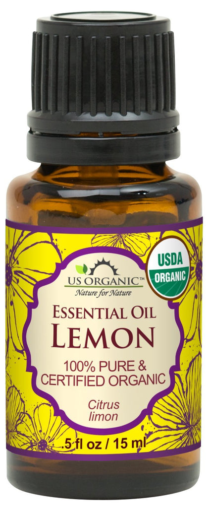US Organic 100% Pure Lemon Essential Oil 15ml front view