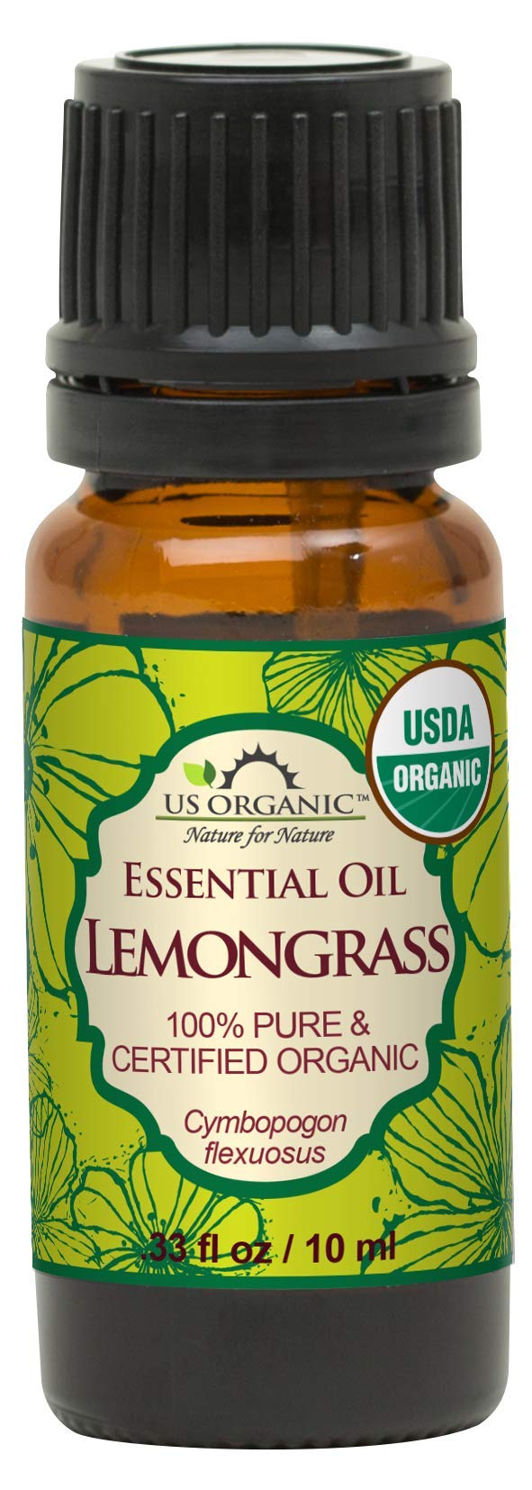 US Organic 100% Pure Lemongrass Essential Oil 10ml front view