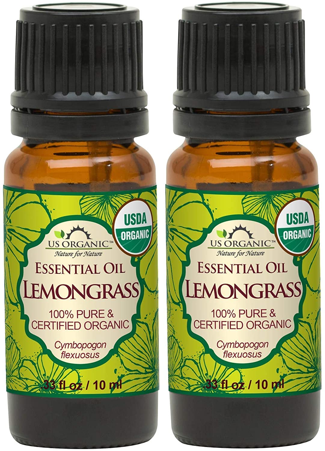 US Organic 100% Pure Lemongrass Essential Oil 10ml front view
