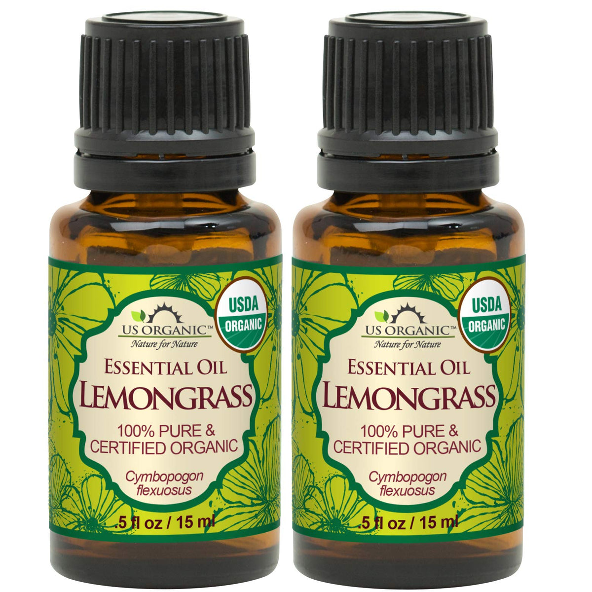 US Organic 100% Pure Lemongrass Essential Oil 15ml front view