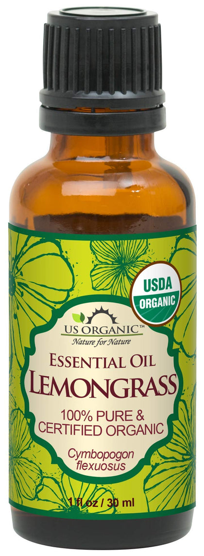 US Organic 100% Pure Lemongrass Essential Oil 30ml bottle front view